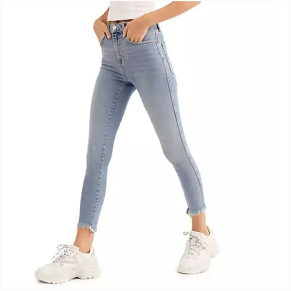 Free People High Rise Light Wash Raw Hem Skinny Jeans | Size 24 - Picture 3 of 13